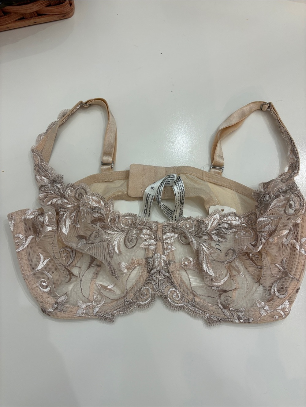 Soma Sheer Embroidered Underwire Bra in Nude Blush Size 36C